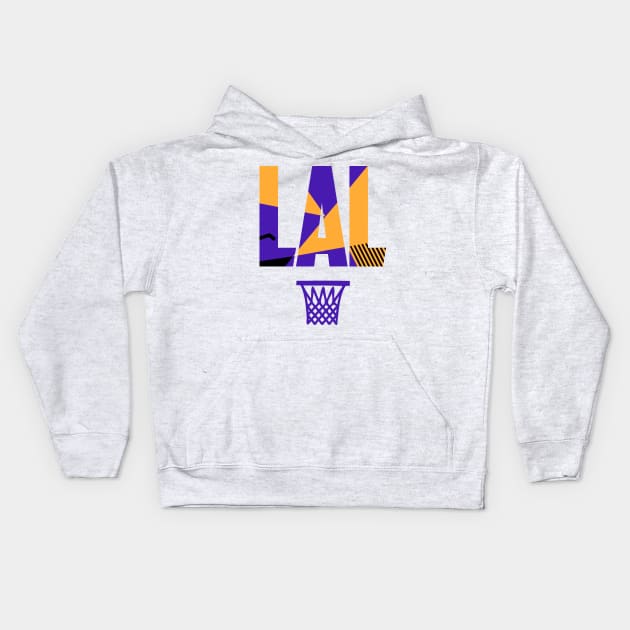 LA Basketball Retro Art Kids Hoodie by funandgames